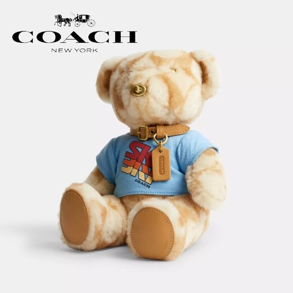 🧸COACH Ski Bear Collectible In Signature Shearling C7059 Tan Multi NWT in Hand - Picture 1 of 16